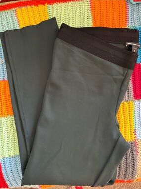 James Perse Forest Green Wide-Leg Pants with Black Waistband size 3
